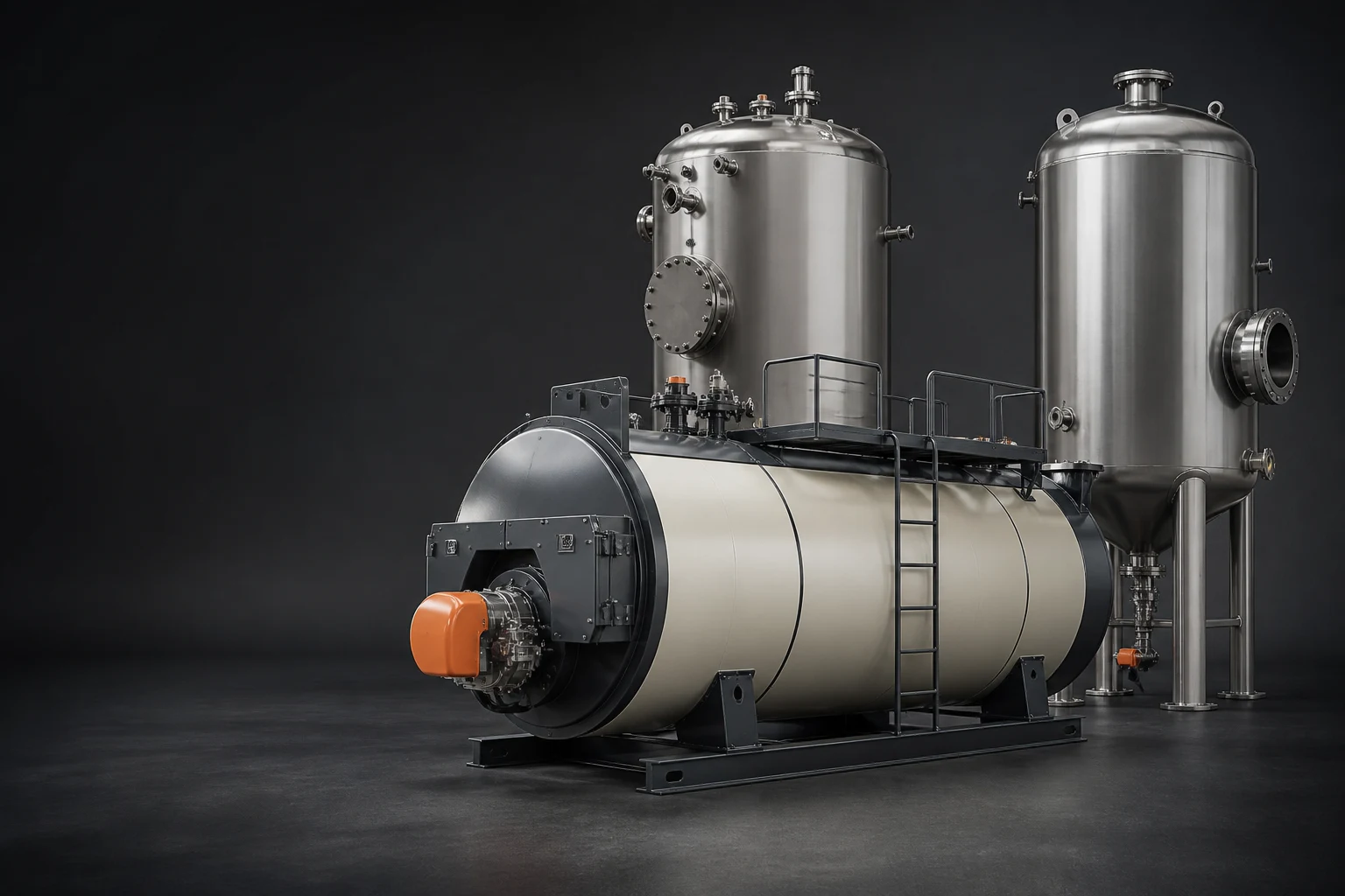 Illustrative lineup of industrial boilers and process vessels